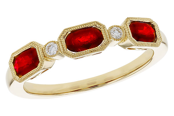 B274-66037: LDS WED RG .72 RUBY .77 TGW (4x3MM RUBY)