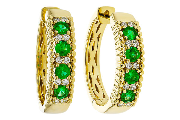 M274-72445: EARRINGS .33 TW EMERALD .45 TGW